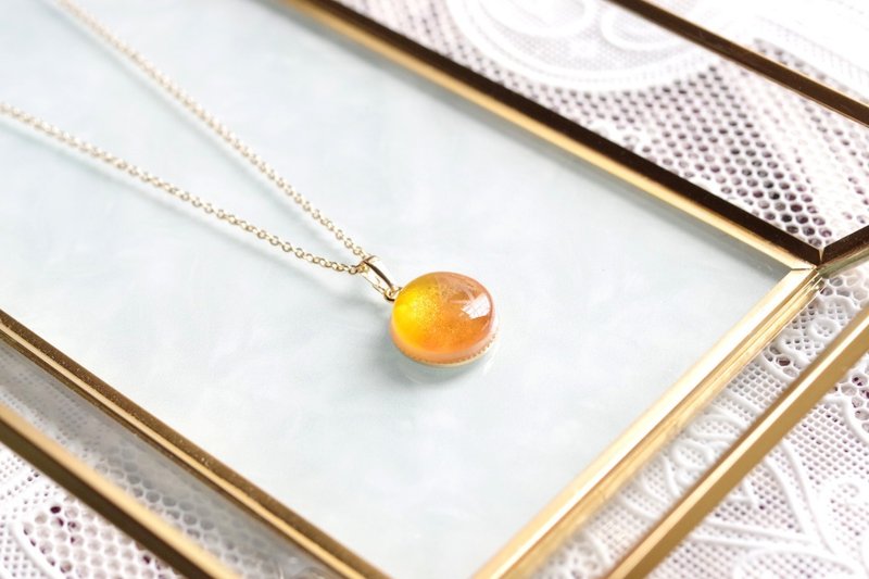 树脂艺术 圆形坠饰・柠檬水 - 项链 - 树脂 黄色