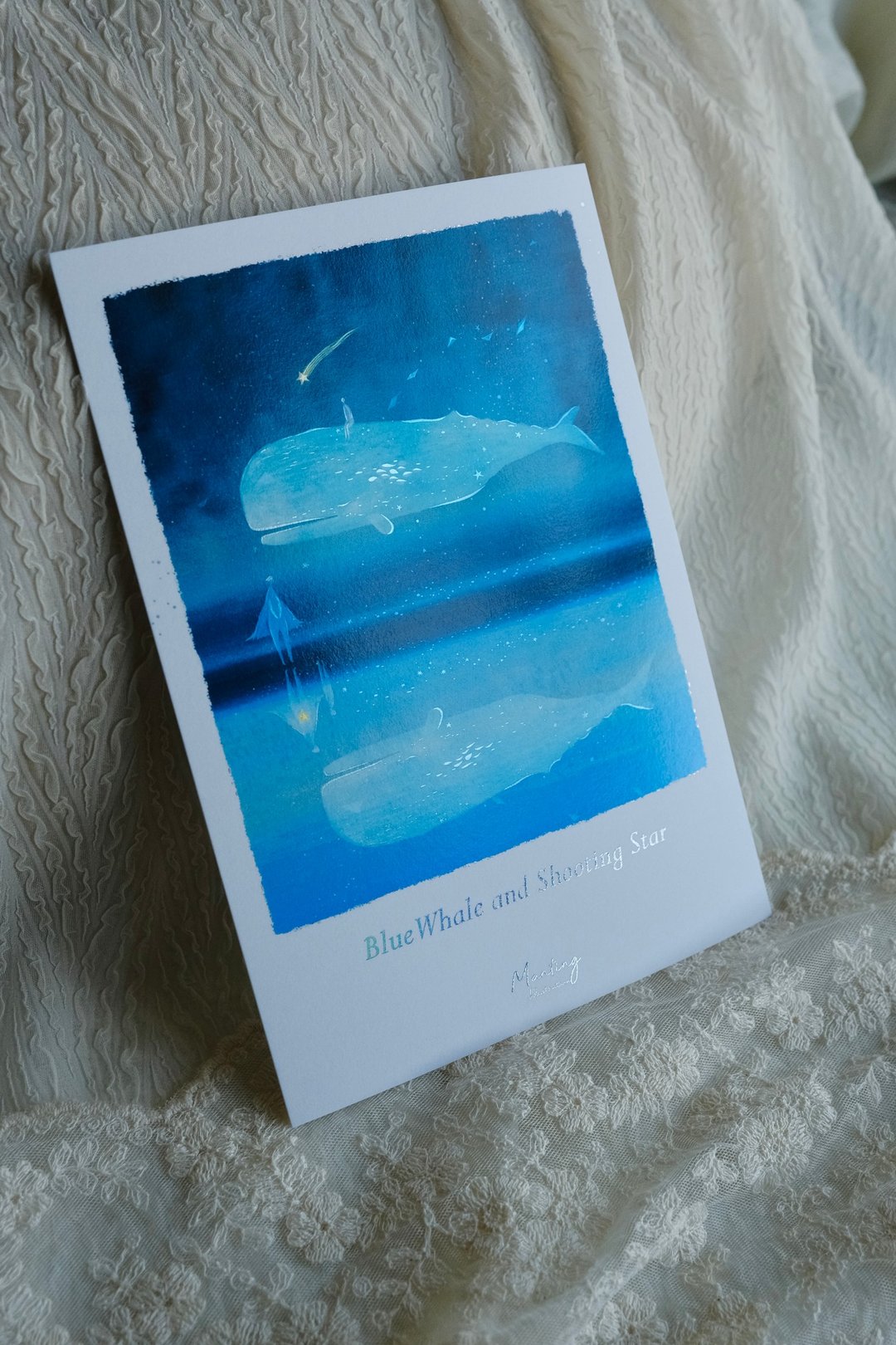 烫银画卡 15x21cm (A5) - BlueWhale and Shooting Star - 卡片/明信片 - 纸 