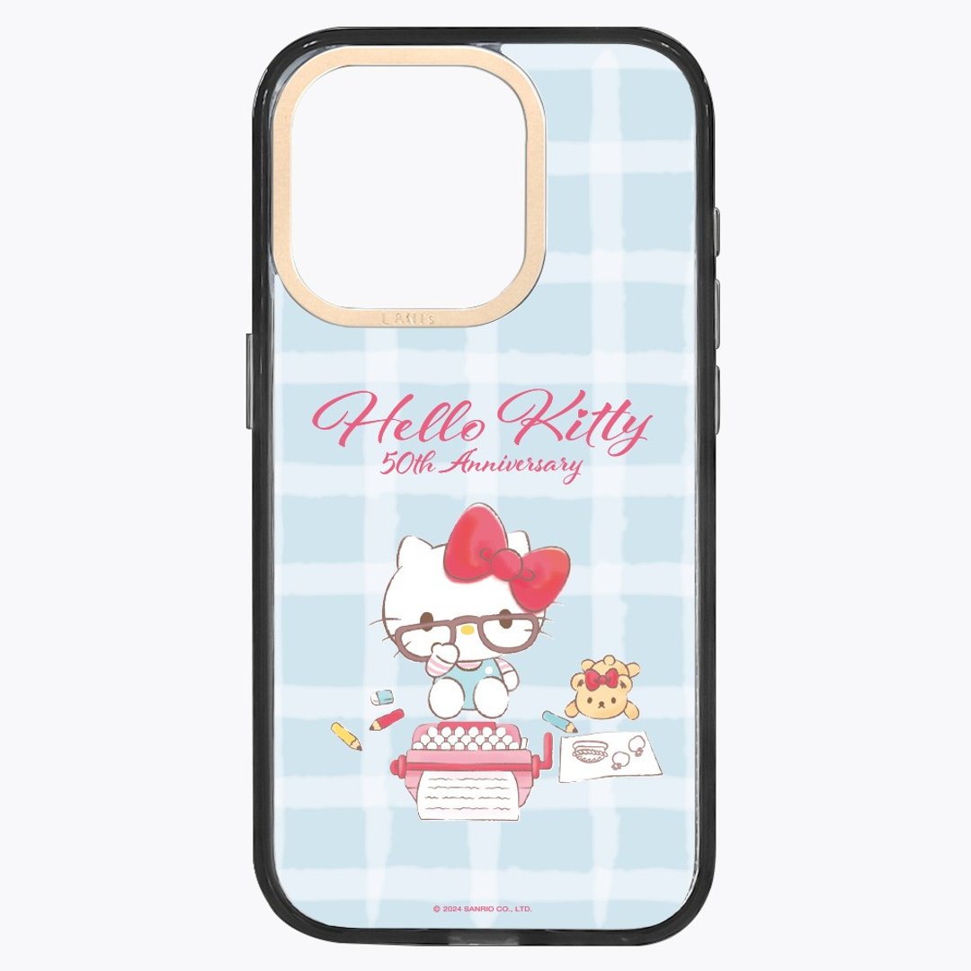 HelloKitty 50周年－格纹蓝 透黑框 iPhone 15 14 13 - 手机壳/手机套 - 环保材料 蓝色