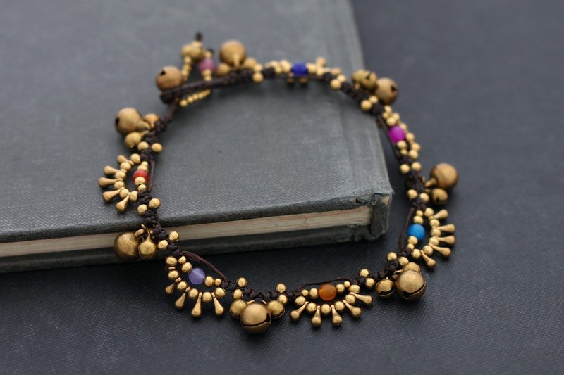 蕾丝枝形吊灯石脚镯糖水滴吉普赛脚镯贝尔吊坠 - 脚链/脚环 - 其他金属 多色