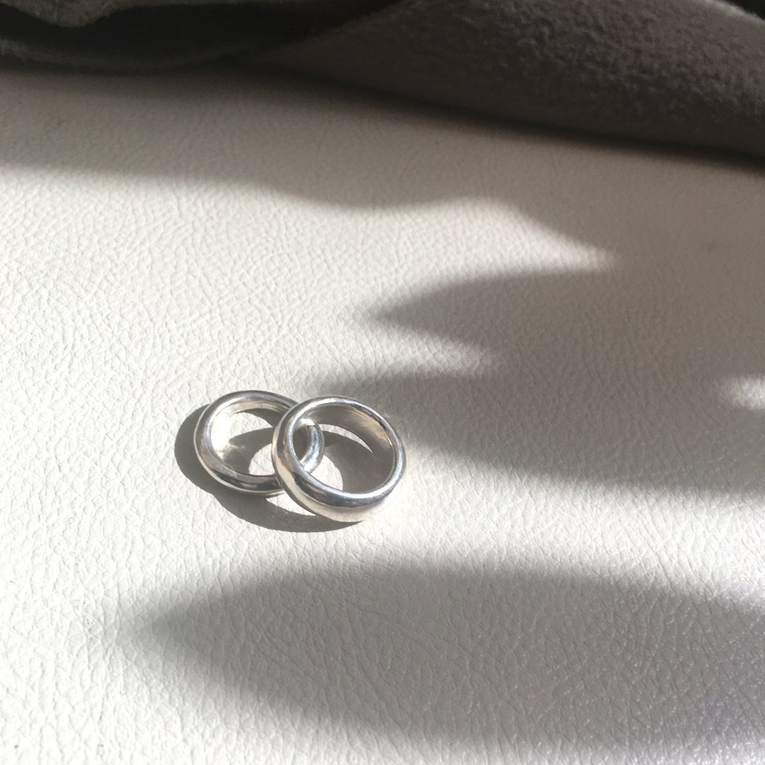 纯银个性镜面戒 - 对戒 - 纯银 银色