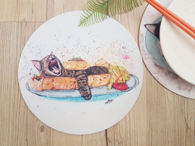 猫美食-虎斑猫臭~~豆腐/隔热垫/桌垫/餐垫/锅垫 - 餐垫/桌巾 - 其他人造纤维 多色