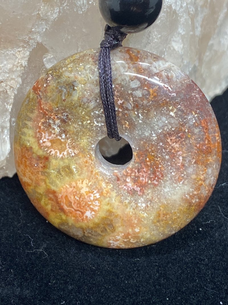 原矿全玉化珊瑚玉平安扣吊坠项链收藏品 - 项链 - 贝壳 红色