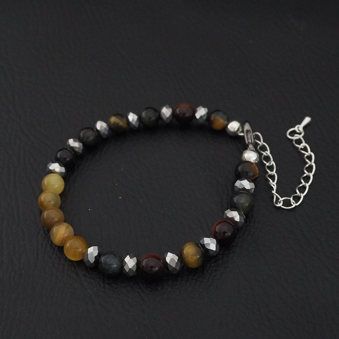 Lucky Natural Stone Beads bracelet  ,Stone beads jewelry - 手链/手环 - 石头 银色