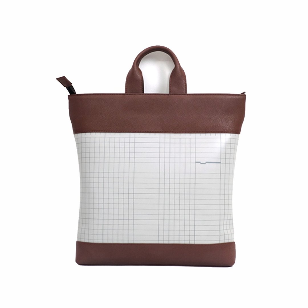 HUM Tote S #CUTTINGMAT #MARBLE GRAY-RED - 手提包/手提袋 - 乳胶 灰色