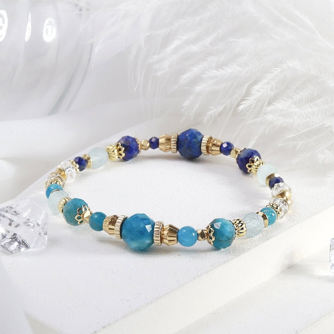 群青之海 | A123青金石磷灰石海蓝宝手链 - 手链/手环 - 宝石 蓝色
