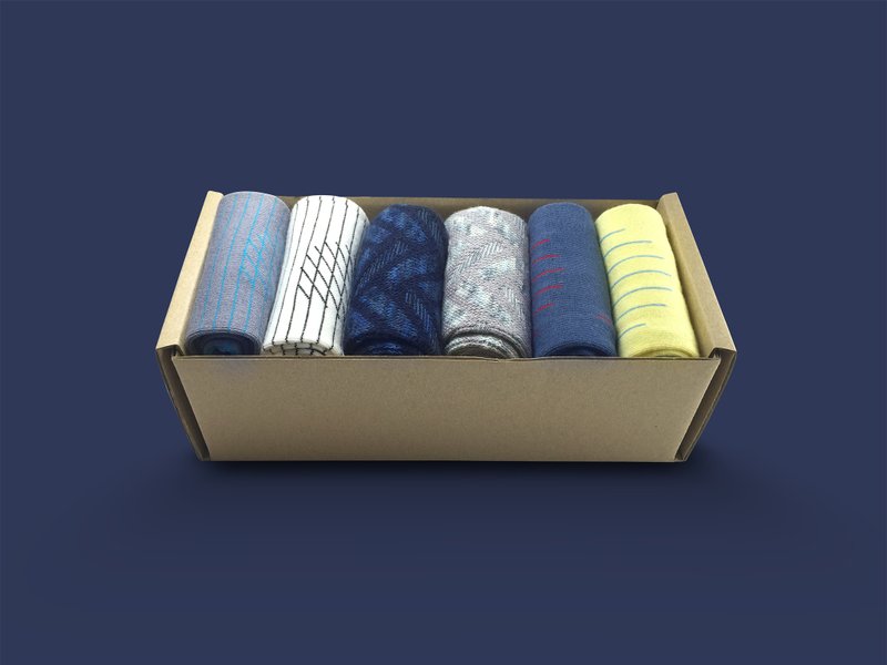 礼盒 袜子 几何袜子 短袜 男生袜子 女生袜子 设计师袜子 马来西亚出品 - 袜子 - 棉．麻 蓝色