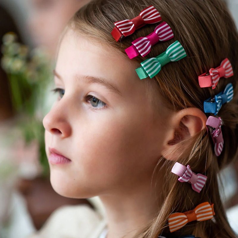 英国Ribbies 条纹蝴蝶结5入组-缤纷 - 发饰 - 聚酯纤维 