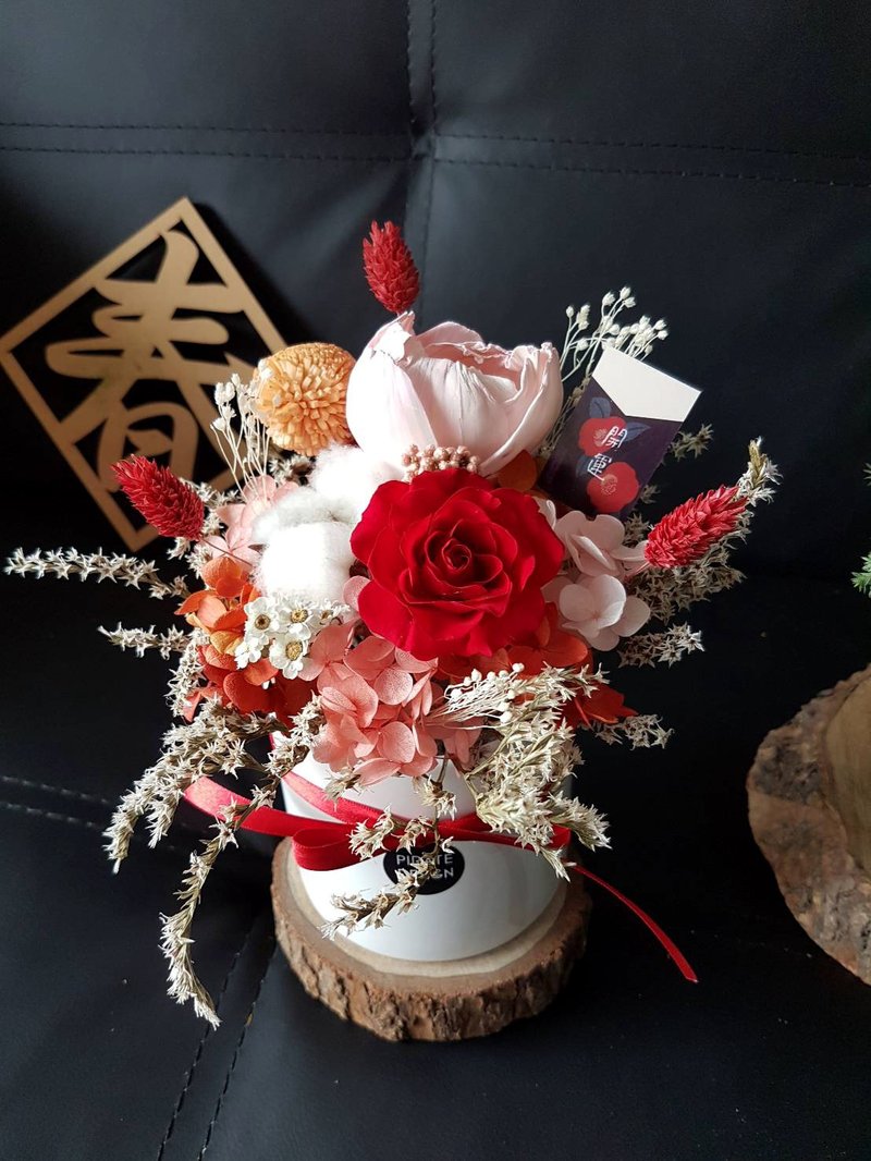海藏设计│绯红淡雪－日系迎春永生盆花。新年祈福贺礼/开幕盆花 - 植栽/盆栽 - 植物．花 红色