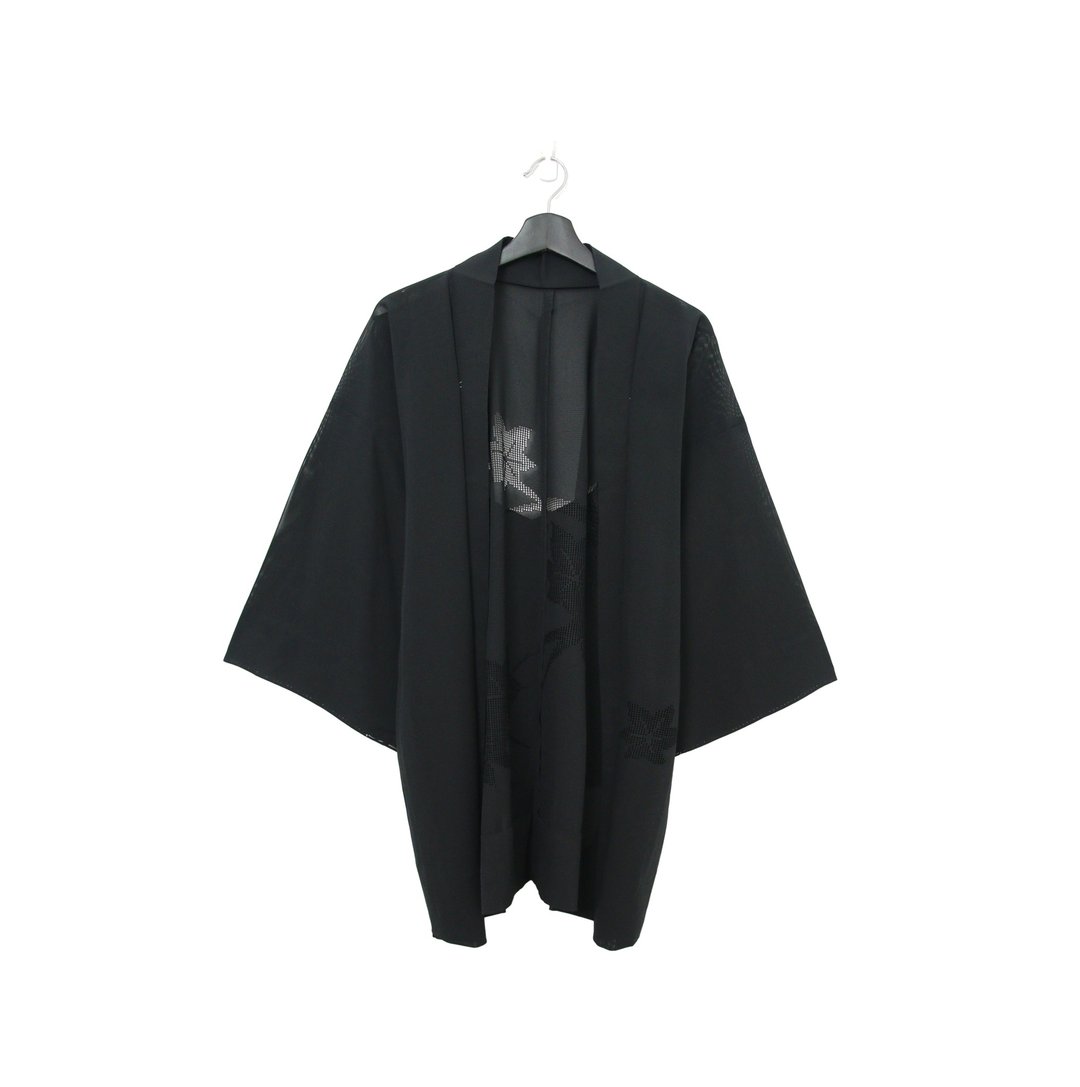 Back to Green-日本带回羽织 薄款素黑 家徽 /vintage kimono - 女装休闲/机能外套 - 棉．麻 