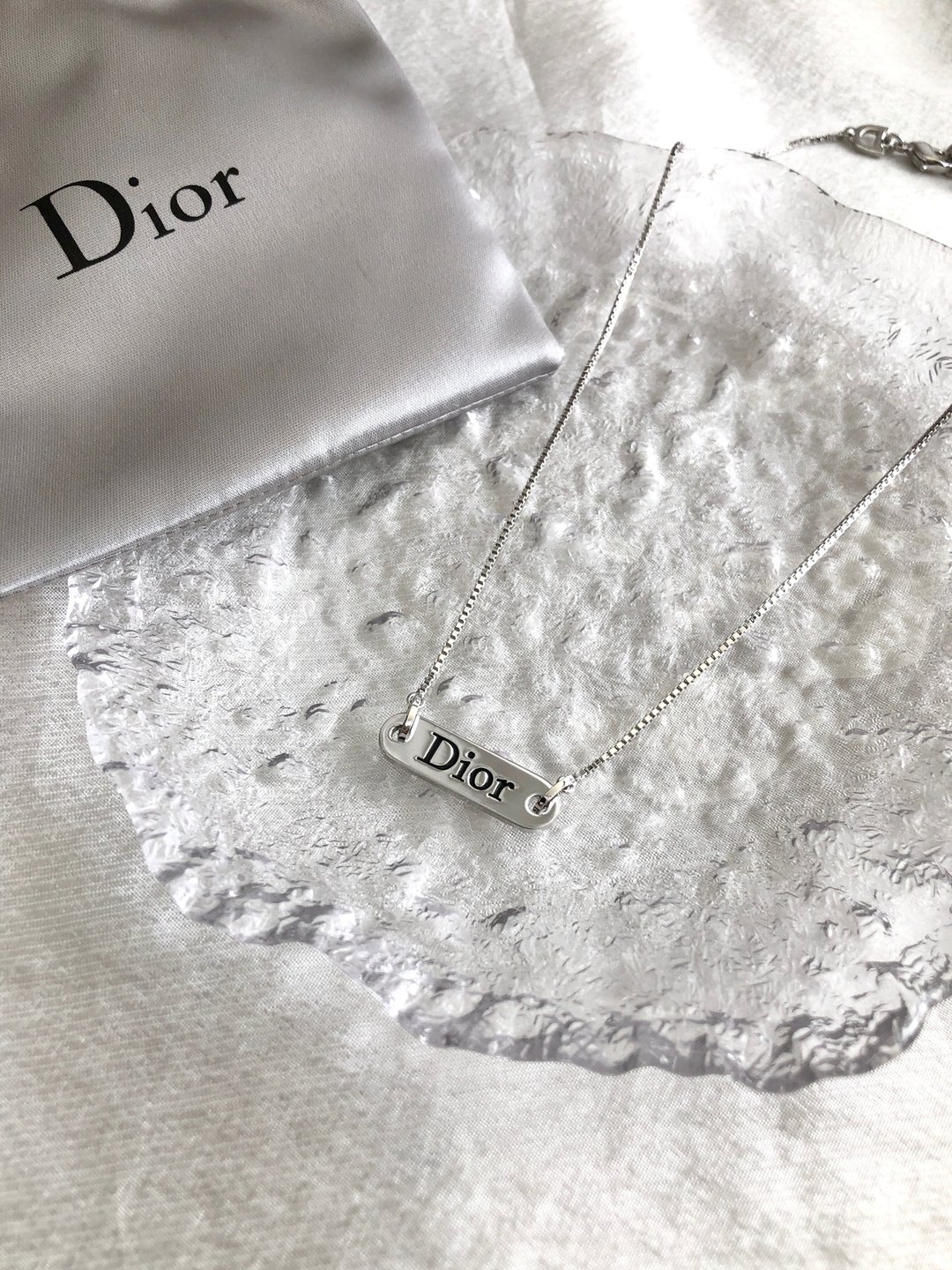【VintageShop solo 日本直送中古包专卖店】Christian Dior クリスチャン ディオール 银色 Logo 颈链  vintage  pidv5i - 项链 - 其他材质 银色