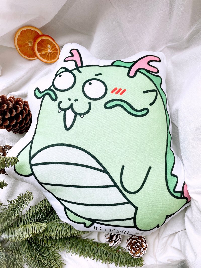 Yitiart 龙好运耍废抱枕 办公室 午睡枕 靠背 枕头 可爱 母亲节 - 枕头/抱枕 - 棉．麻 绿色