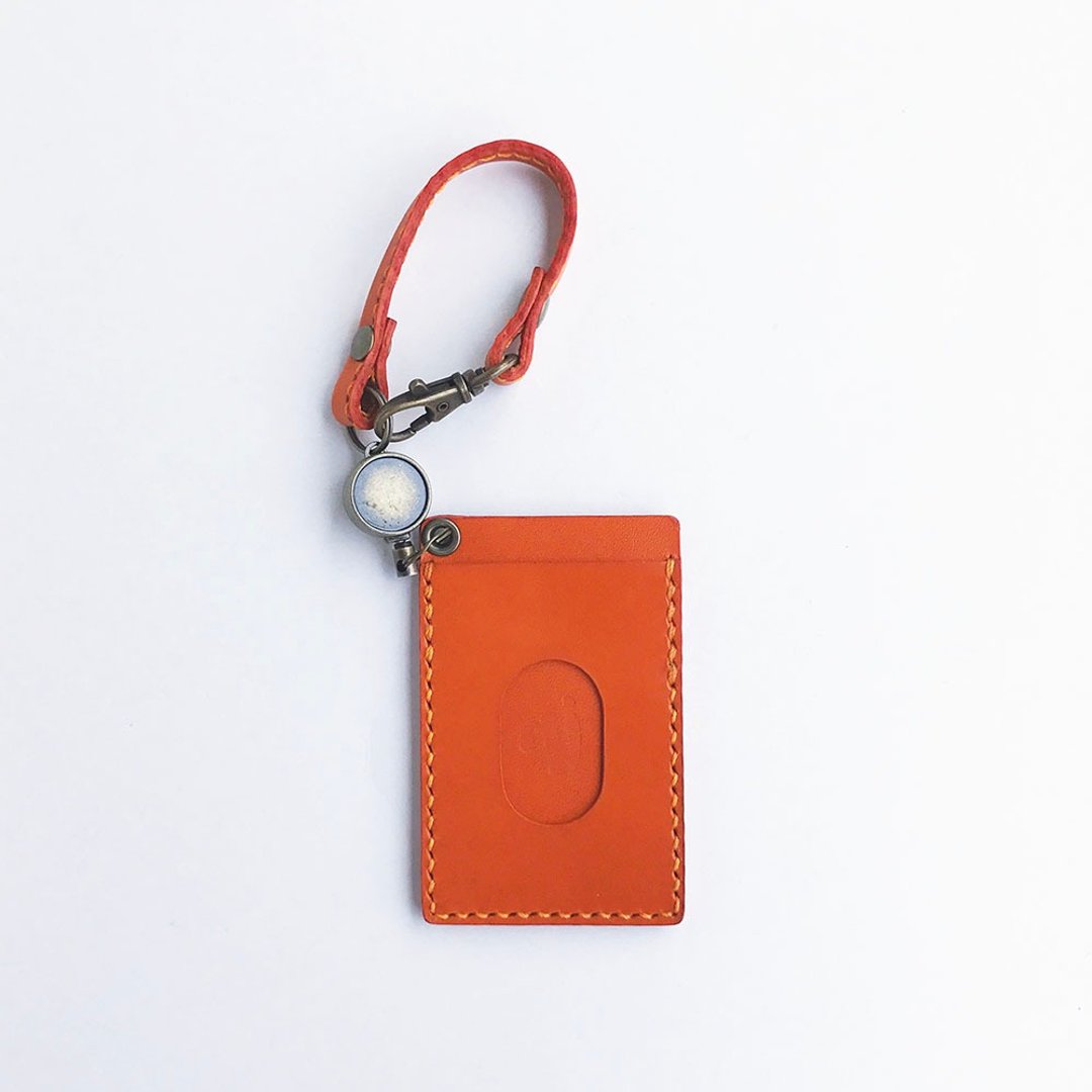 ■ resale ■ reel belted path case Tochigi leather orange - 名片夹/名片盒 - 真皮 橘色