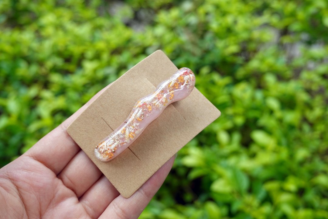 【暮光橘影】 手工滴胶发夹 - 发饰 - 树脂 橘色