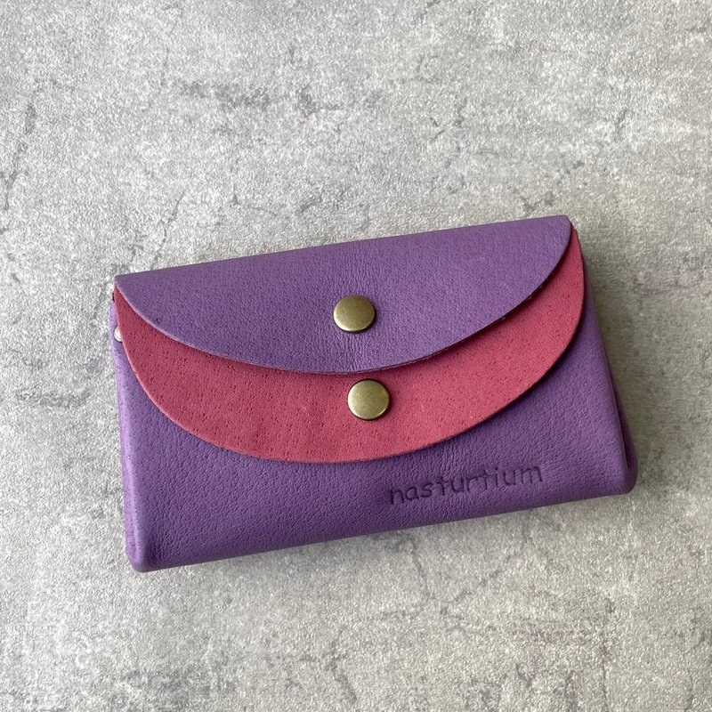 Small pigskin wallet Violet x wine - 皮夹/钱包 - 真皮 紫色
