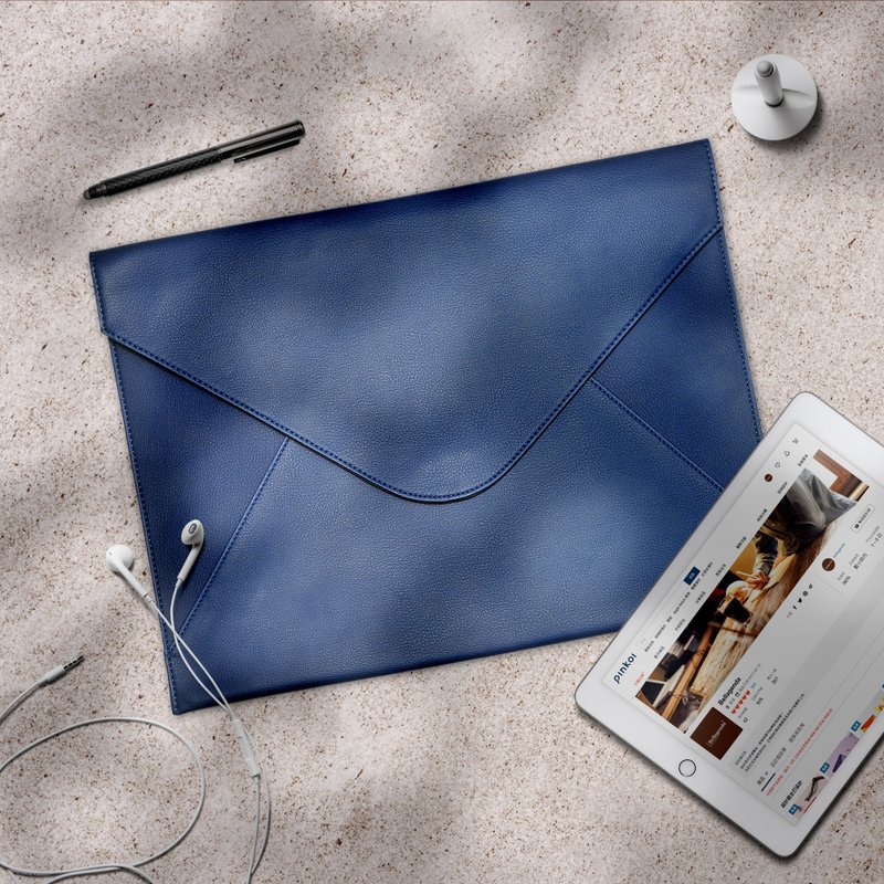 10-14寸 笔电包 电脑袋 Macbook Pro Air 客制 烙印 男仕 海军蓝 - 电脑包 - 人造皮革 蓝色
