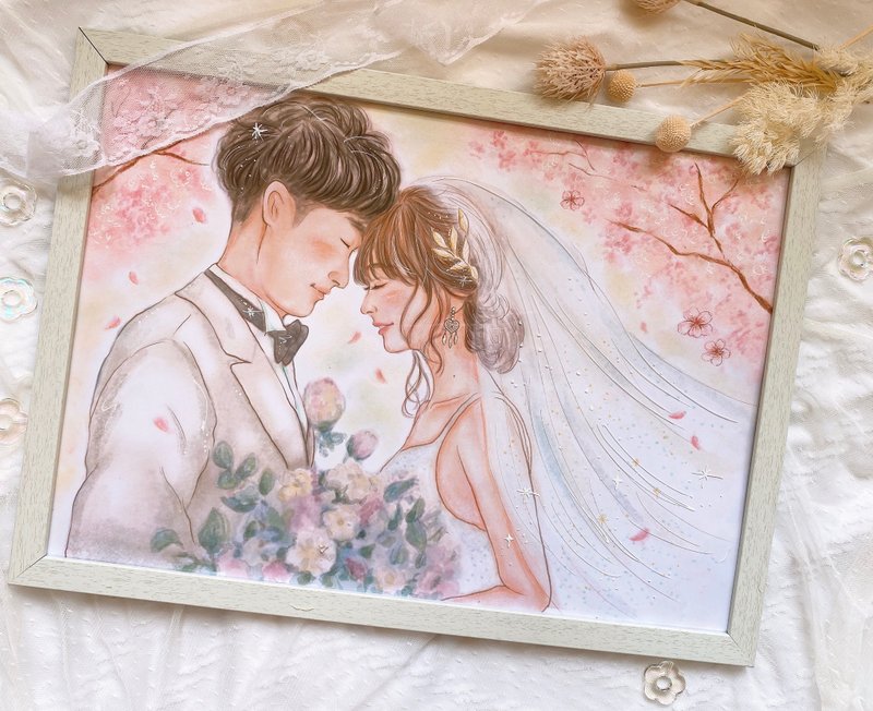 A3 size婚礼挂画/结婚礼物/手绘卡/手绘人像 - 订制画像 - 纸 