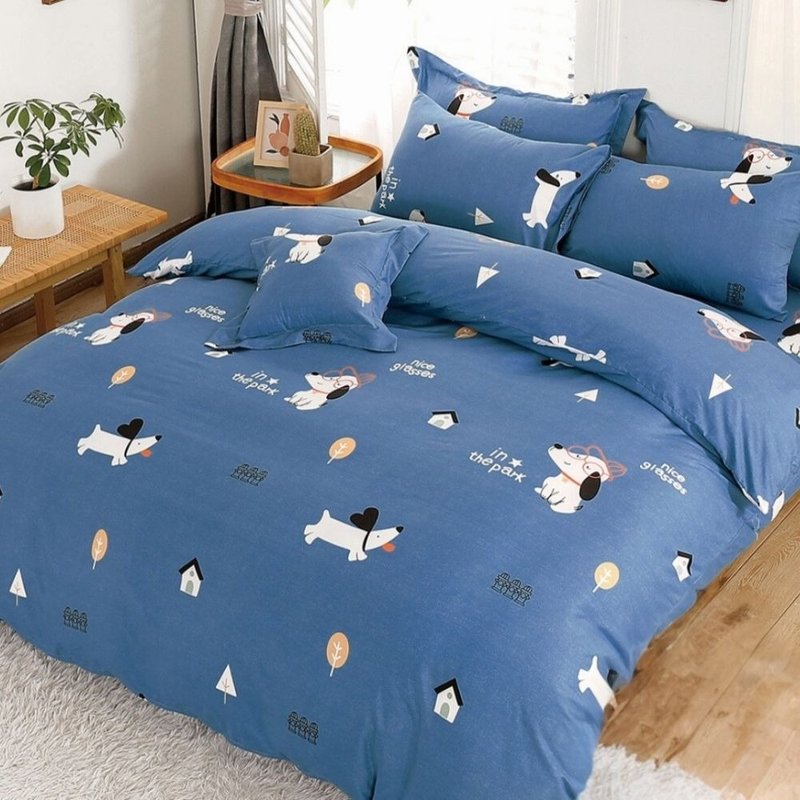 汪星人 台湾制 舒柔棉 单人/双人/加大 薄床包被套组 - 寝具 - 其他材质 