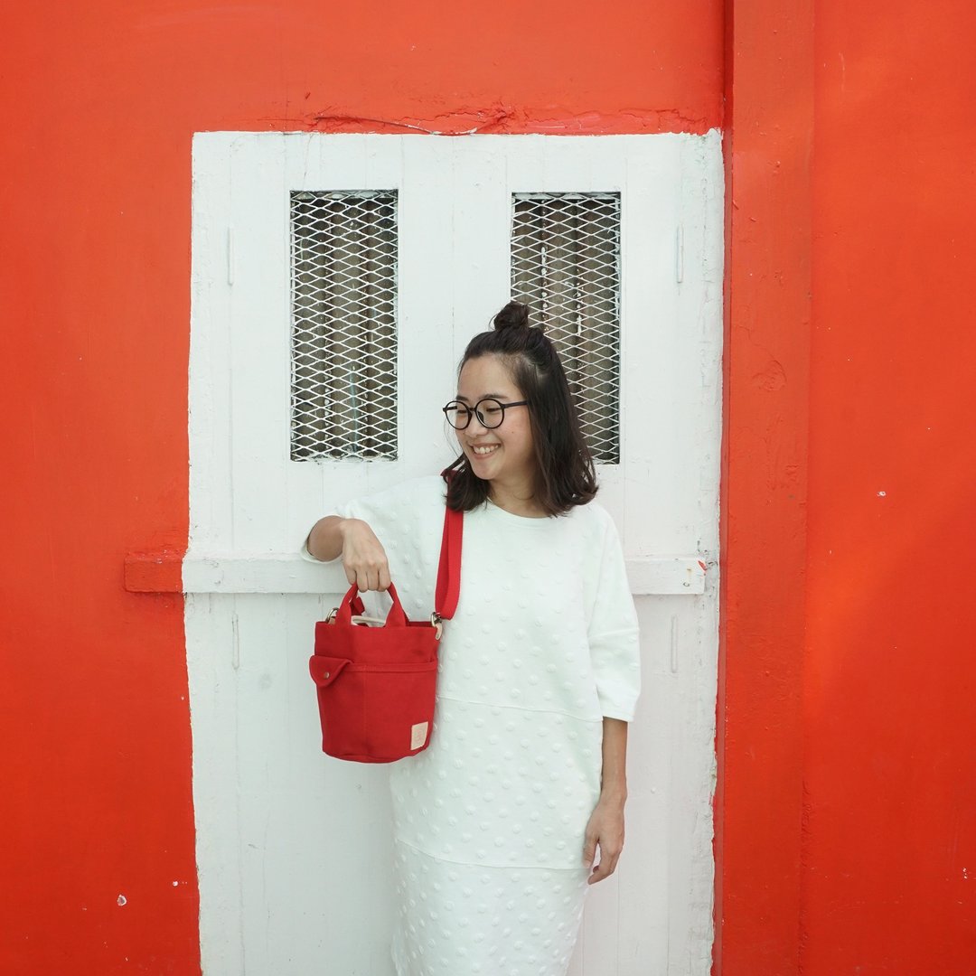 Mini Drawstring Bag red color - 束口袋双肩包 - 其他材质 红色
