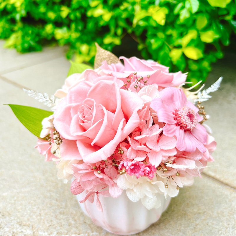 粉色/大理石花器/永生花/干燥花/桌花/盆花 - 植栽/盆栽 - 植物．花 粉红色