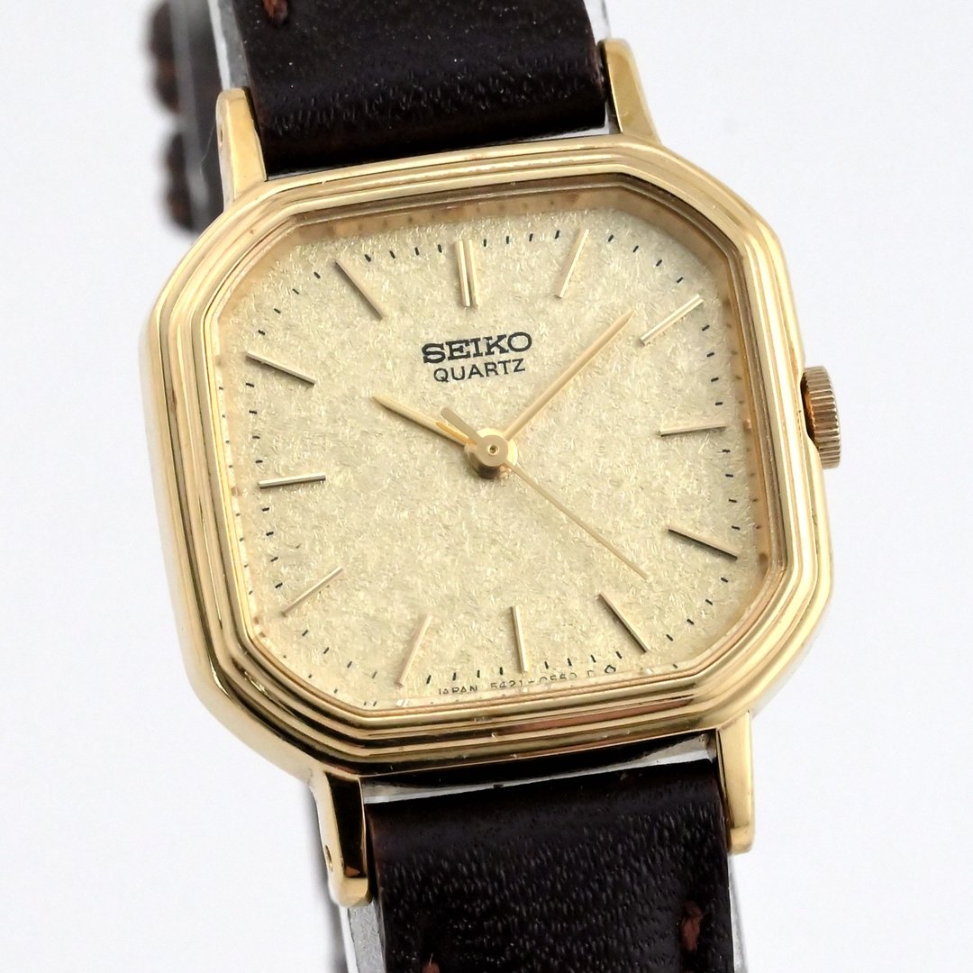 SEIKO 5421-5260 女表 金色 香槟色表盘 棕色表带 手表 古董表 复古手表 - 女表 - 不锈钢 金色