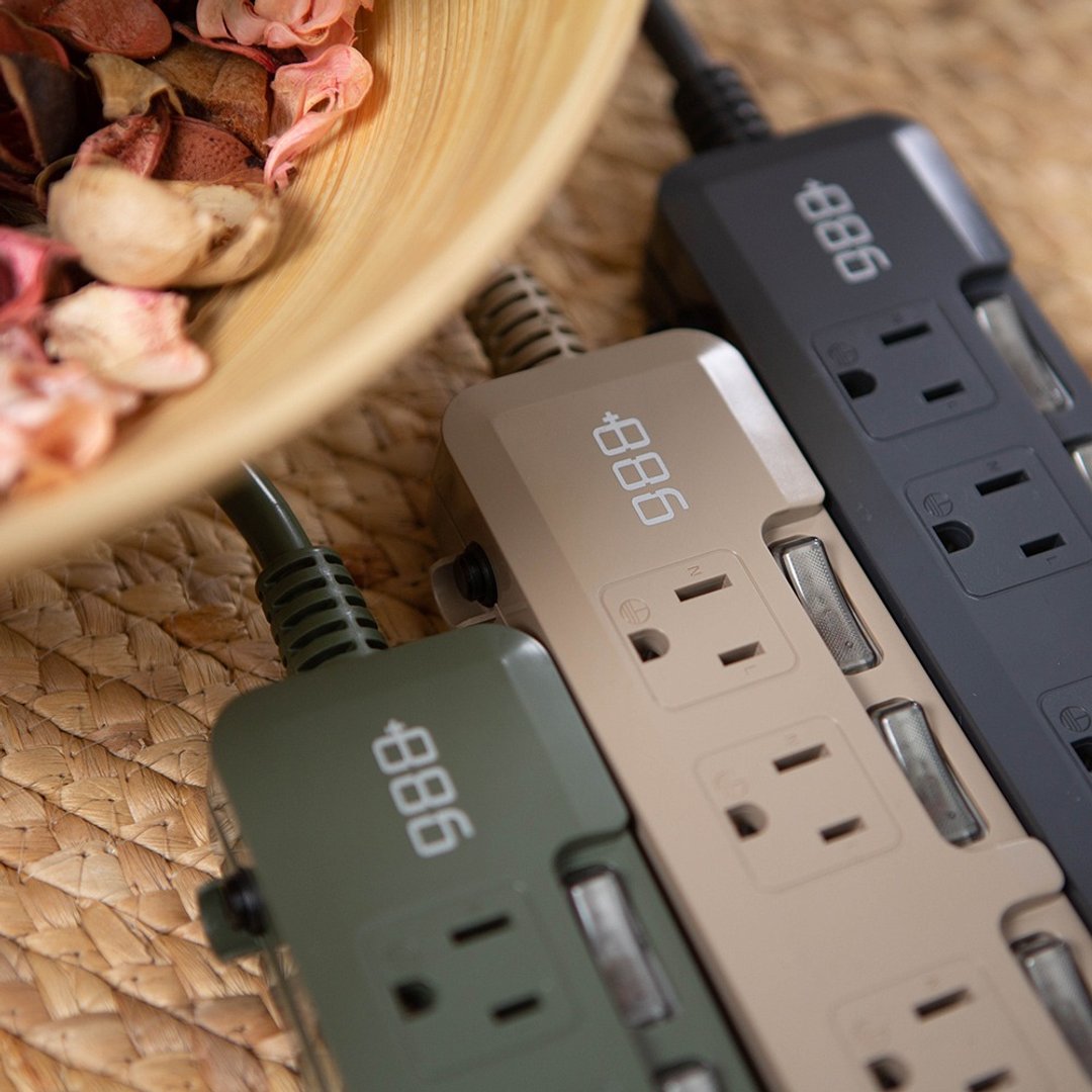 +886 极野家 4开3插USB+Type C PD 30W 快充延长线 1.8米 HPS1433 - 其他 - 其他材质 咖啡色