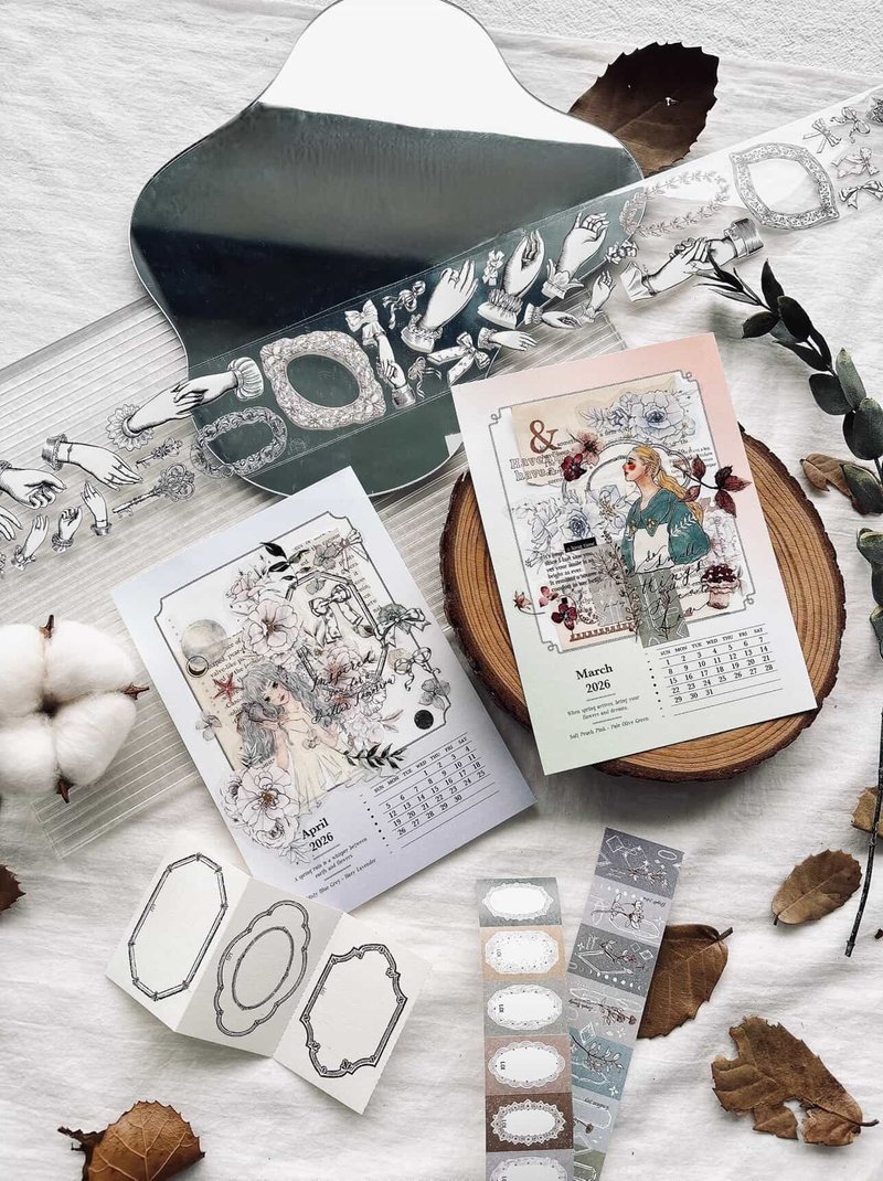 2026每月彩色作业月历卡(各1入) - 卡片/明信片 - 纸 白色