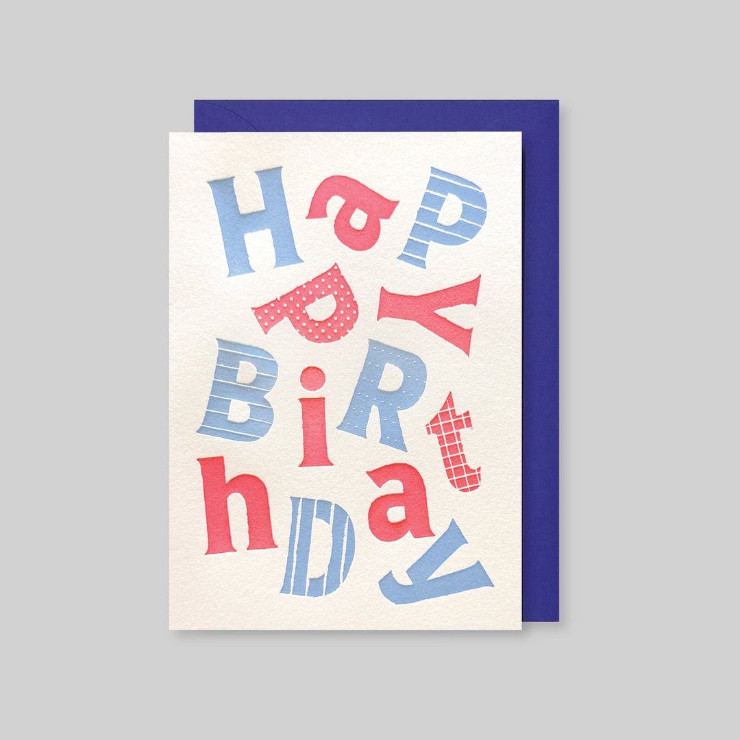 活版印刷对折卡 Happy Birthday - 卡片/明信片 - 纸 