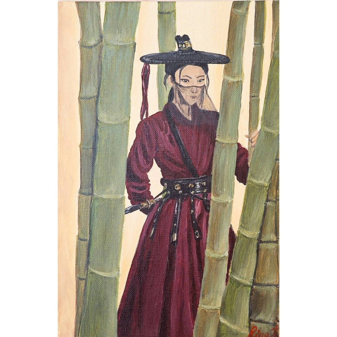 身着武士服装的亚洲女孩原创艺术手绘作品 作者 RinaArtSK - 墙贴/壁贴 - 其他材质 多色