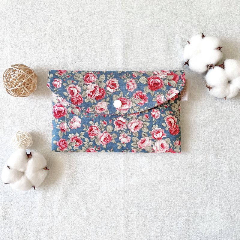 古典玫瑰园 万用收纳袋 口罩收纳袋 存折袋 化妆包 - 化妆包/杂物包 - 棉．麻 