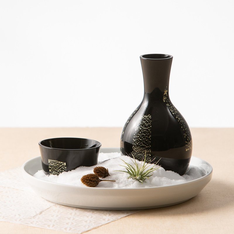 日本津轻 德利金箔清酒杯壶 / 黑 - 酒杯/酒器 - 玻璃 黑色