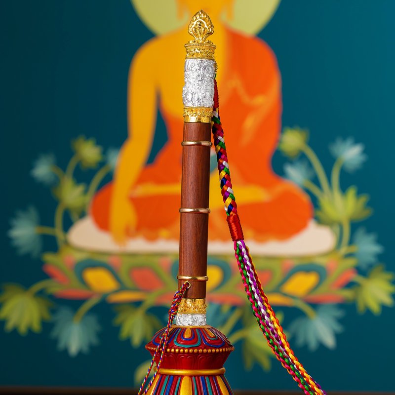 藏传佛教格萨尔王满愿诸事成就权杖 - 摆饰 - 贵金属 多色