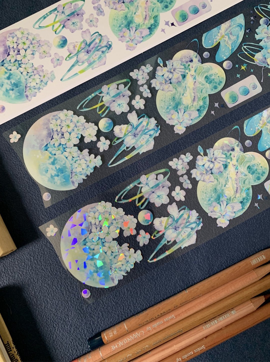 梦若星河 花と蝶 PET 和紙膠帶 貝殼光 10米卷 台灣製 - 纸胶带 - 其他材质 多色