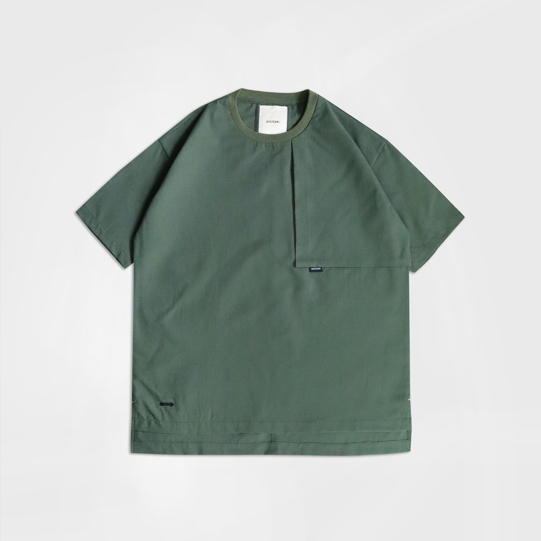 DYCTEAM - (DIST.) - See-Through Wide tapered Cropped pants - 男装上衣/T 恤 - 其他材质 绿色
