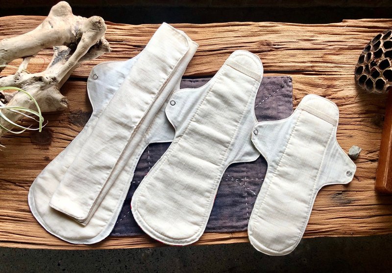 夜用双层未染纯棉纱吸收巾两片组 - 生理用品 - 棉．麻 白色