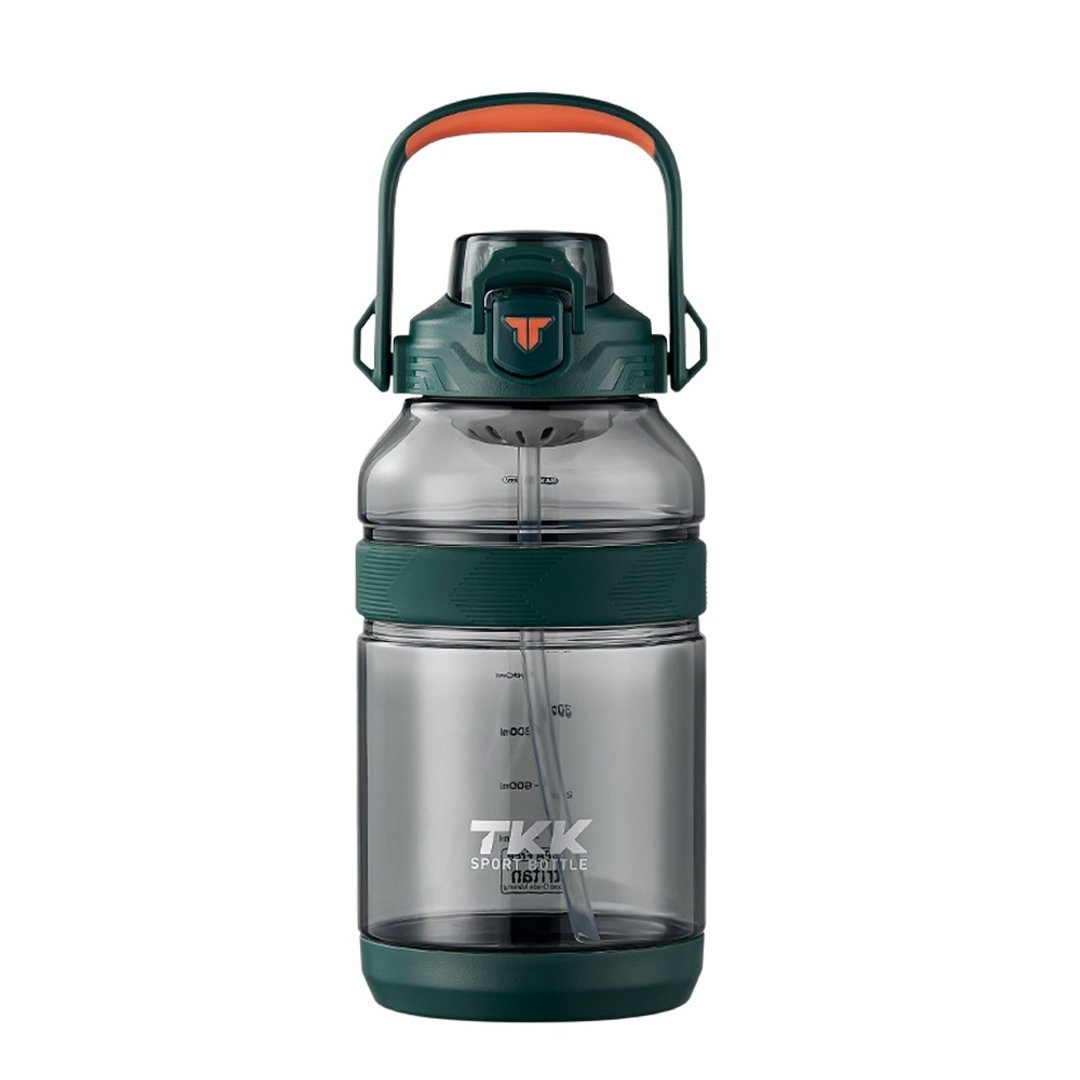 【TKK】美国进口Tritan户外攀峰 手提+背带运动水壶2000ML-高山绿 - 水瓶/水壶 - 其他材质 绿色