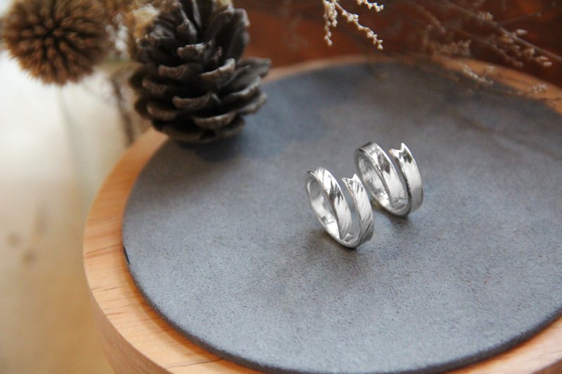 缎带银戒 - 对戒 - 纯银 银色