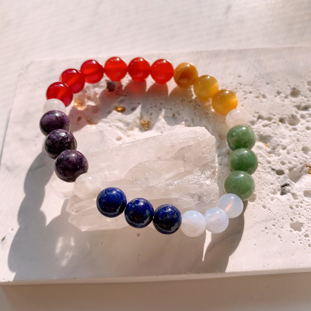 彩虹 七脉轮水晶能量手环 能量水晶 Rainbow 净化款 - 手链/手环 - 水晶 