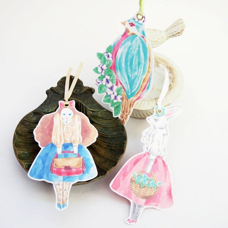 bookmark girl/rabitt/bird - 书签 - 纸 白色