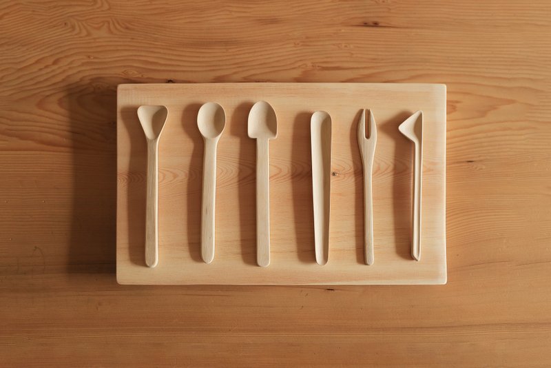 原创手工 竹制品 | 竹间食事 | 幼童餐具 茶点 茶器 | 六件套 | - 餐刀/叉/匙组合 - 竹 卡其色