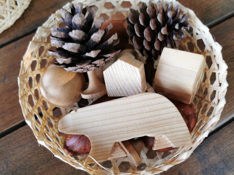 Little house in the wood (set) with pine tree - 摆饰 - 木头 咖啡色