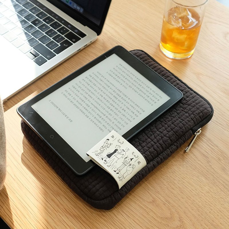 绗缝 iPad 收纳包 (Mini/ 11寸) (自然黑) - 电脑包 - 棉．麻 黑色