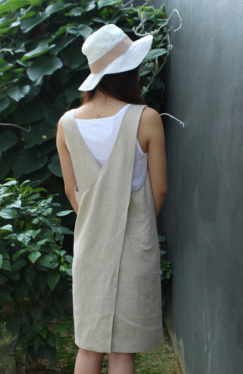 linen dress / linen clothing / long dress / casual dress / apron E35D - 洋装/连衣裙 - 亚麻 