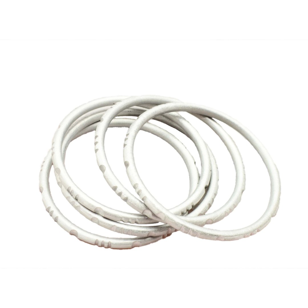 Set of 2 Recycled Bomb Bangle with pattern - 手链/手环 - 其他金属 银色