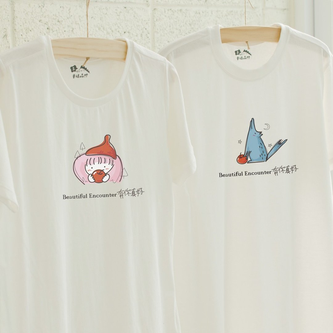 【情人节礼物】大红帽与小野狼 情侣装 姊妹装 棉T 短袖T-shirt - 女装 T 恤 - 棉．麻 白色
