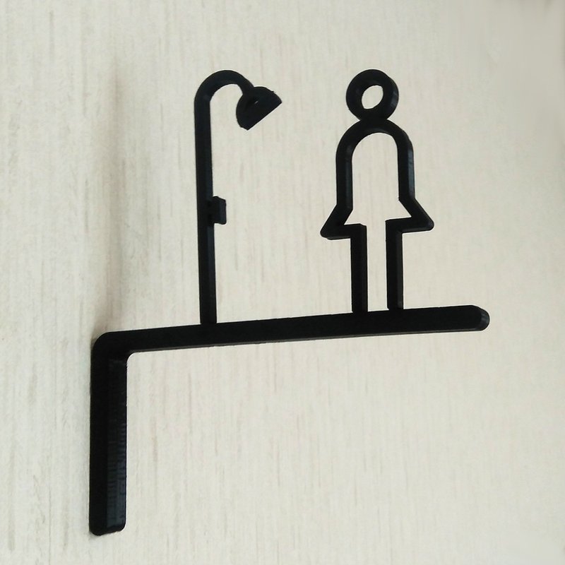Restroom Sign,WC Sign,Bathroom Sign,Toilet Sign,Room Sign - 墙贴/壁贴 - 塑料 黑色