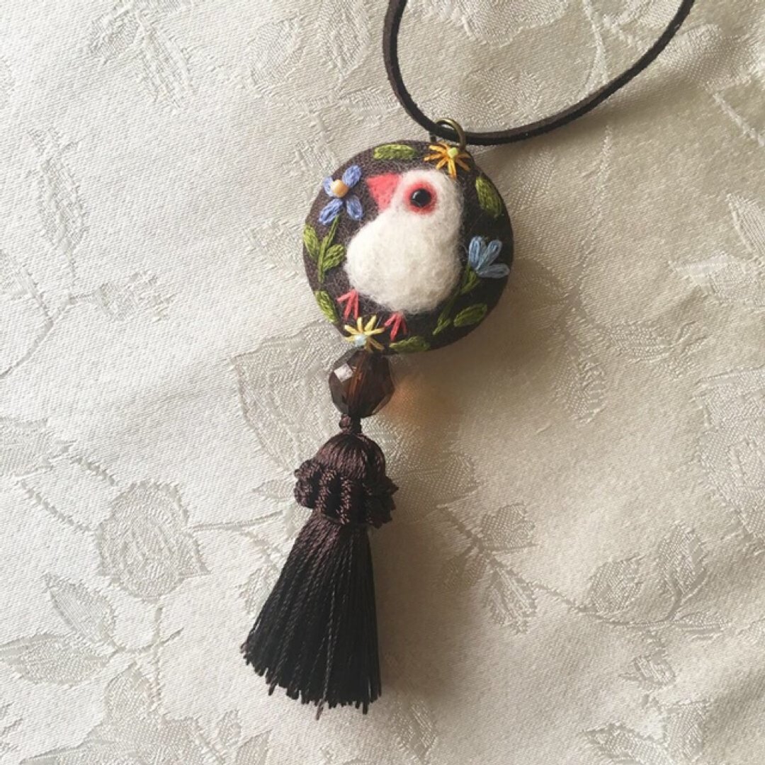 necklace (bagcharm)of javasparrow - 项链 - 棉 咖啡色
