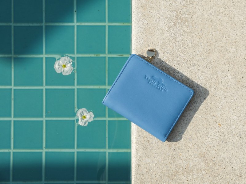 PEONY - MINIMAL SOFT COW LEATHER FROM ITALY SMALL WALLET/ COIN PURSE-BLUE - 皮夹/钱包 - 真皮 蓝色