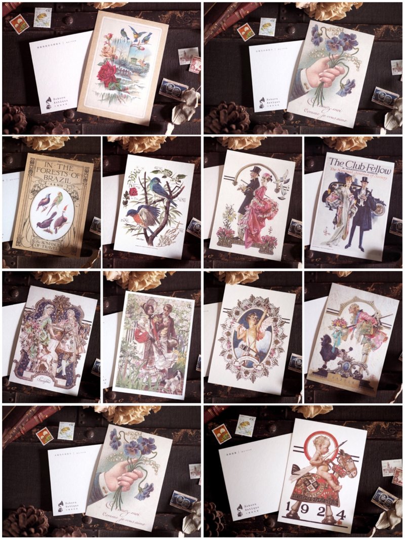 全套11张 古董插画家系列 复刻版明信片 - 卡片/明信片 - 纸 