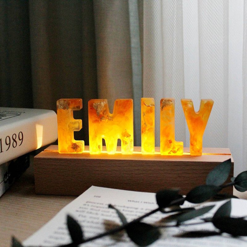 【在线DIY材料包】环氧树脂金箔晕染字夜灯 - 植栽 - 其他材质 